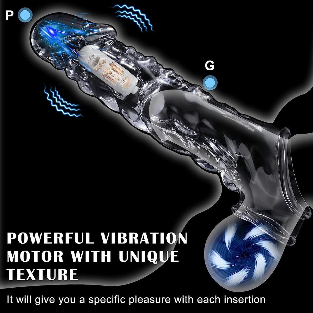 Penis Extend Sleeve Realistic Dildo Condoms Penis Extender Vibrator Delay Ejaculation Male Dick Enlargement Adult Sex Toy for Sex Male Longer Lasting