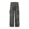 Women's Camouflage Pleated Cargo Jeans - Loose Wide-Leg, Floor-Length Trousers