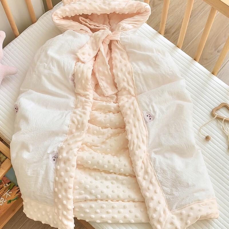 

Kids Cartoon Embroidered Hooded Dot Velvet Cape Blanket