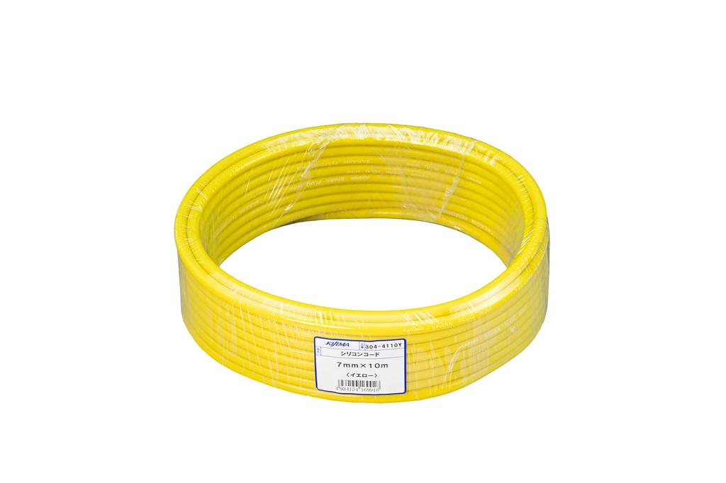 Kijima 304-4110Y Bike Parts, Silicone Cord, 0.3 inches (7 mm) x 32.8 ft (10 m), Yellow