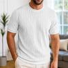 Men's Short Sleeve Jacquard T-Shirt, Loose Fit Crewneck Pullover, Breathable Moisture Wicking Vintage Casual Top