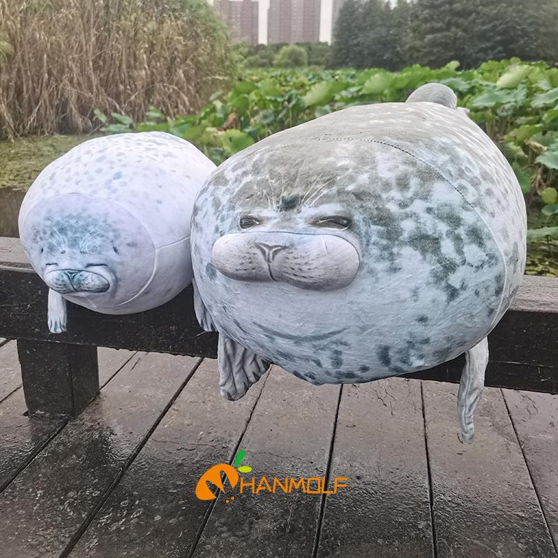 30~80cm Squishy Seal Soft Plush Chubby Sea Dog Stuffed Aquatic Animal Doll Comforting Birthday Gift White Grey