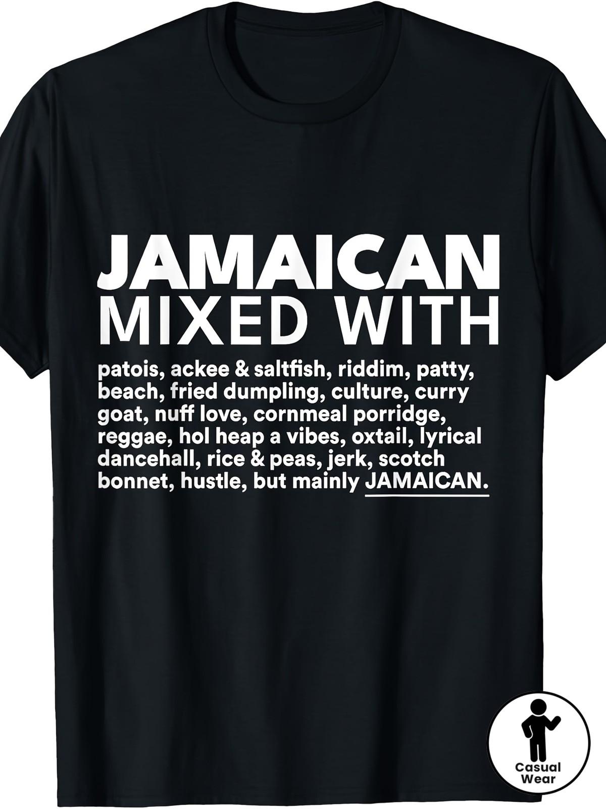 Men s Jamaican Patois & Foodie Phrases T-Shirt - Jamaican Mix Wordplay with Cu S разноцветный