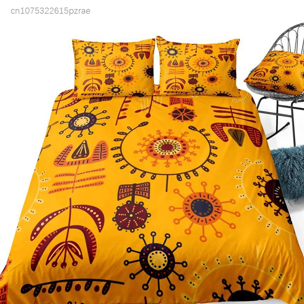 Juegos de Cama con Estampado Africano Juegos de Cama Juego de Funda Nórdica Fundas de Almohada Decoración Bohemia de Lujo Textil Estilo Bohemio SIN Sábana Bajera
