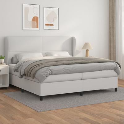 Vidaxl Continental Bed With Mattress, White, Faux Leather 200X200 Cm