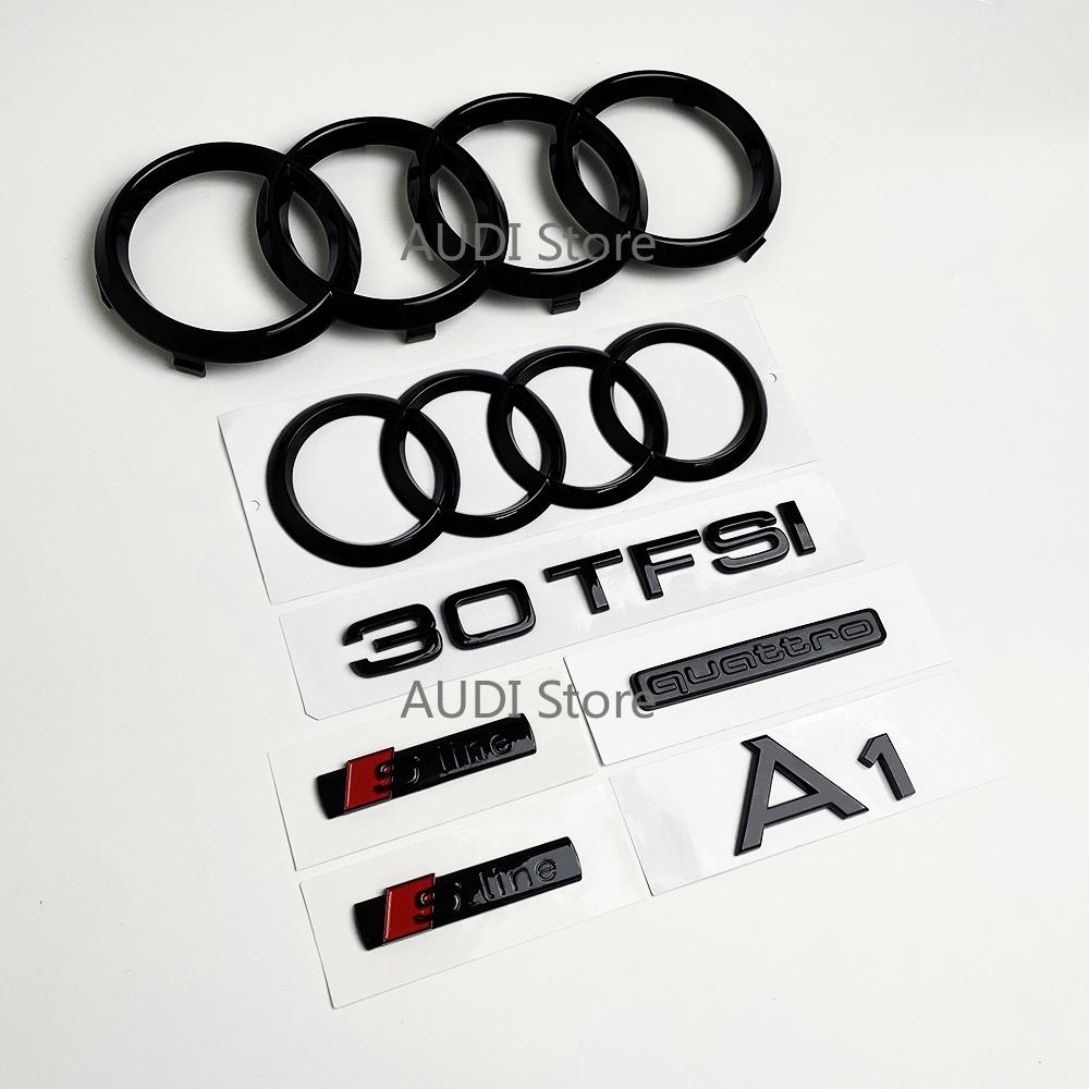All hot A1 4-Ring logo ABS Black Car Hood Front Bonnet Grill Rear Trunk Emblem Badge Sticker A1 mark 30TFSI Quarrto Emblem