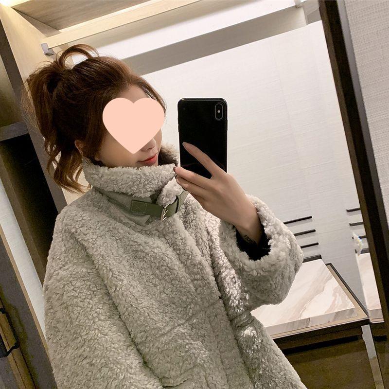 Women's Korean Style Plush Velvet Jacket - Lamb Wool, Loose Fit, Suitable for Spring, Autumn, and Winter.