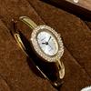 Strass Ovales Zifferblatt Armbanduhr für Damen Quarz Armbanduhr Elegante Damenuhr Damenuhren Saati Relojes
