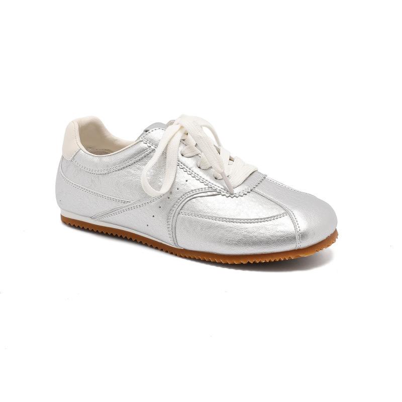 Version cuir de vache chaussures d'entraînement allemandes rétro femmes printemps et été 2025 nouvelles chaussures de sport décontractées polyvalentes à lacets plates chaussures Forrest Gump femmes