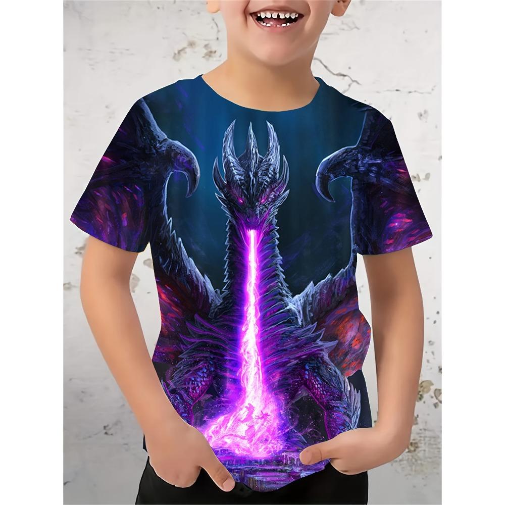 Men's T-Shirt Dragon 3D Print Men's and Women's Summer Short Sleeve Round Neck Casual Top Outdoor Men's Clothing