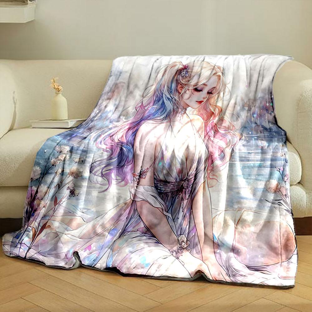 Ethereal Fantasy Girl by Water print blanket soft and cozy perfect for the living room bed sofa or a nap,gift