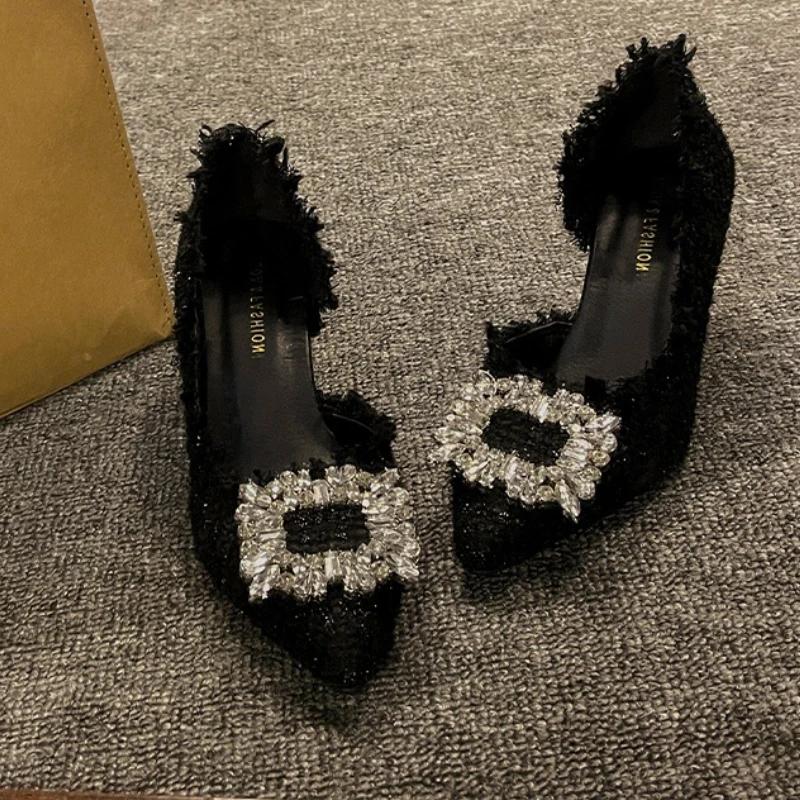 Elegant Women High Heels Luxury Rhinestone Women Sandals Fashion Pointed Toe Party Wedding Shoes Designer Sexy Women Dress Shoes