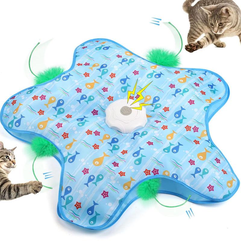 Smart Hide and Seek Cat Toy Electric Thermal Sensing Cat Catch Cover Real Mouse Squeaky Touch Activated Feather Teaser Wand
