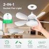Socket Fan Light with Remote: 18'' Small Ceiling Fans with Lights, 2000 Lumens Dimmable Led Bulb, 3 Colors 3000K-6500K, Easy Install Screw in E26