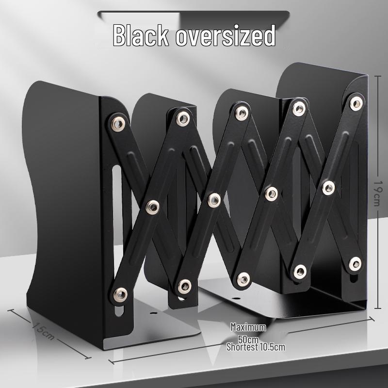 Retractable Bookend with Pen Holder - Foldable Desktop Bookshelf and Divider