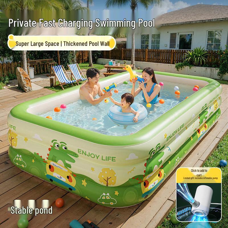 Dinosaur Roaming Inflatable Family Swimming Pool 2.1m