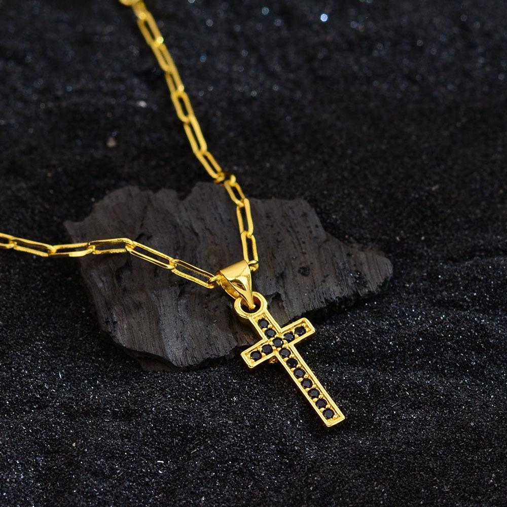 Winter High-End Cross Necklace Wind Light Luxury Pink Diamond Zircon Love Collarbone Chain