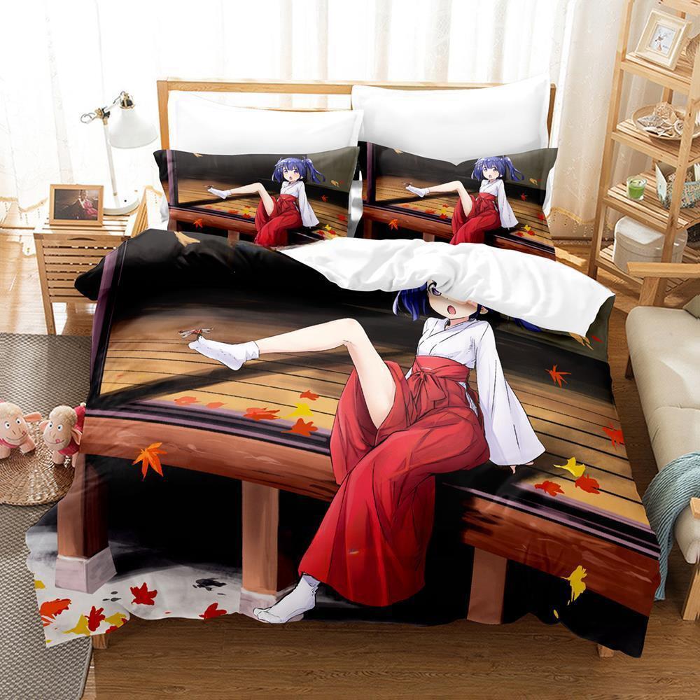 

3d Kawaii Anime Matoi the Sacred Slayer Bedding Set Single Twin Full Queen King Size Bed Set Adult Kid Bedroom Duvetcover Sets EU Twin 135x200cm