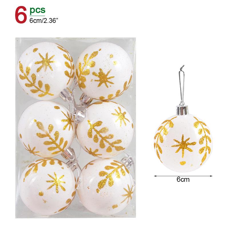 6Pcs/box 6cm Christmas Ball Ornaments Xmas Tree Hanging Pendant Christmas Decorations for Home 2025 Navidad Natal New Year Gift