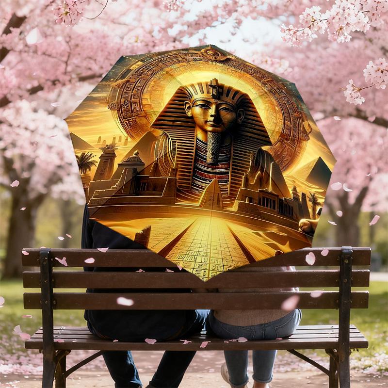 1PC Egyptian Sphinx Umbrella-8-Rib Reinforced Portable Folding Travel Suitable for All Seasons Outdoor Daily Use-H0363