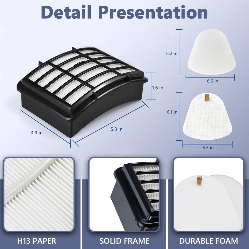 2 HEPA + 4 Foam & Felt Filters Compatible with Shark Navigator Lift-Away Deluex NV350, NV351, NV352, NV355, NV356E, NV357, NV360, NV370, NV391, UV440