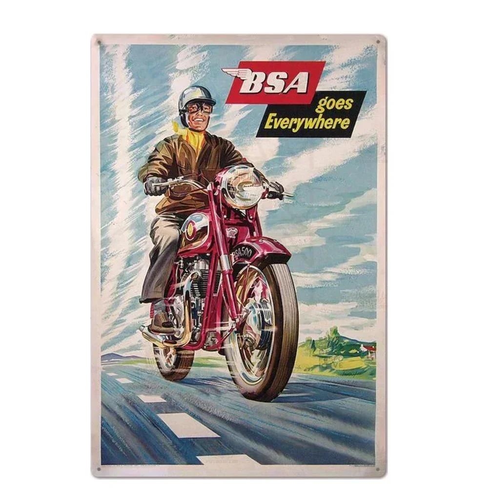 Signs Vintage Shabby Metal Tin Sign Motorcycle Rider Poster Art Tinplate Plaques Garage Motor Club Decor Painting Art Wall Plate