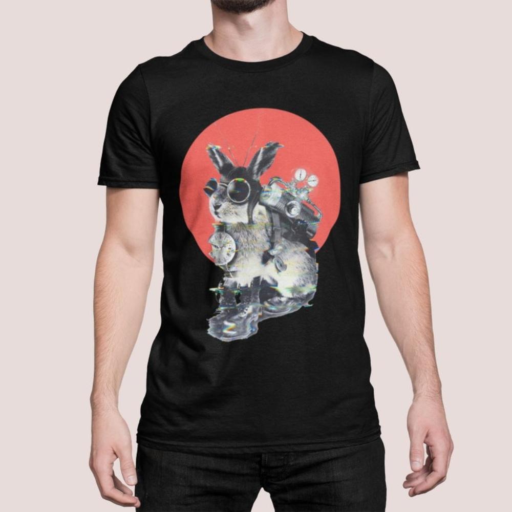 

Steampunk Bunny Art TShirt Time Traveler Animal Graphic T Shirts Woman Man Vintage Fashion Casual Cotton Streetwear Camisetas 4XL
