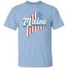 Maine US Flag Unisex T-Shirt American Patriotic ME State Tee White Ash Blue