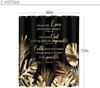 Black Gold Christian Shower Curtain, Tropical Palm Bible Verse Print, Modern Monstera Aesthetic With Hooks