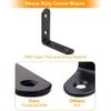 10Pack 65x65x20mm Black L Bracket, Stainless Steel 90° Heavy Duty Corner Brace Joint Fastener with Screws, Round End 4 Holes
