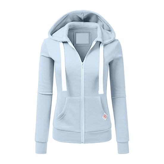 Herfst Winter Dames Jas Trekkoord Capuchon Ritssluiting Lange Mouwen Pure Kleur Slim Fit Elastische Manchetten Cardigan Zakken Sport Fitness Jas