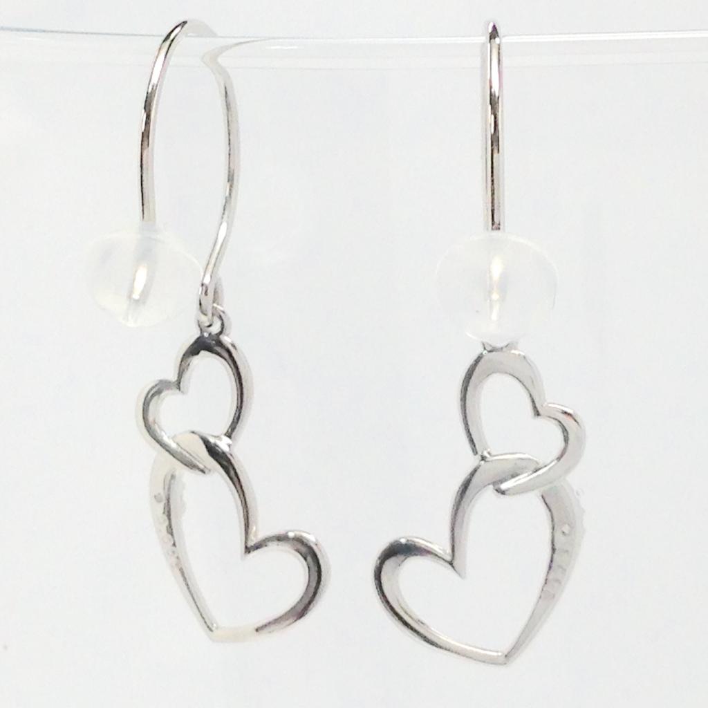 Haute Platine Platinum PT950 Diamond Swaying Double Heart Hook Earrings [Haute Pureté Platine] Pureté 0.012ct P-srum-di