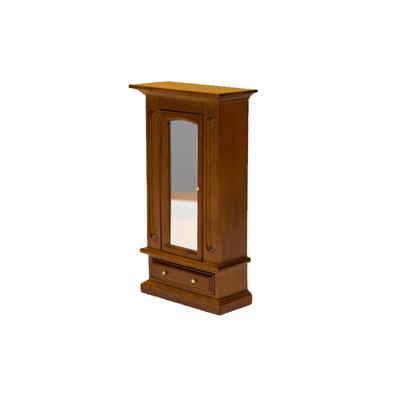 Puppenhaus-Kleiderschrank im Maßstab 1/12, Miniatur-Möbelmodell mit Holzrahmen, Größe 9,5 x 4,3 x 16,8 cm, Puppenhaus-Zubehör, zartes Braun