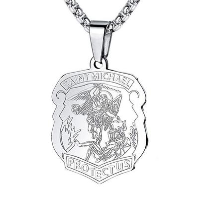 Collier religieux Archange Saint Michel Bouclier en alliage Protège Pendentif Orthodoxe Charmant