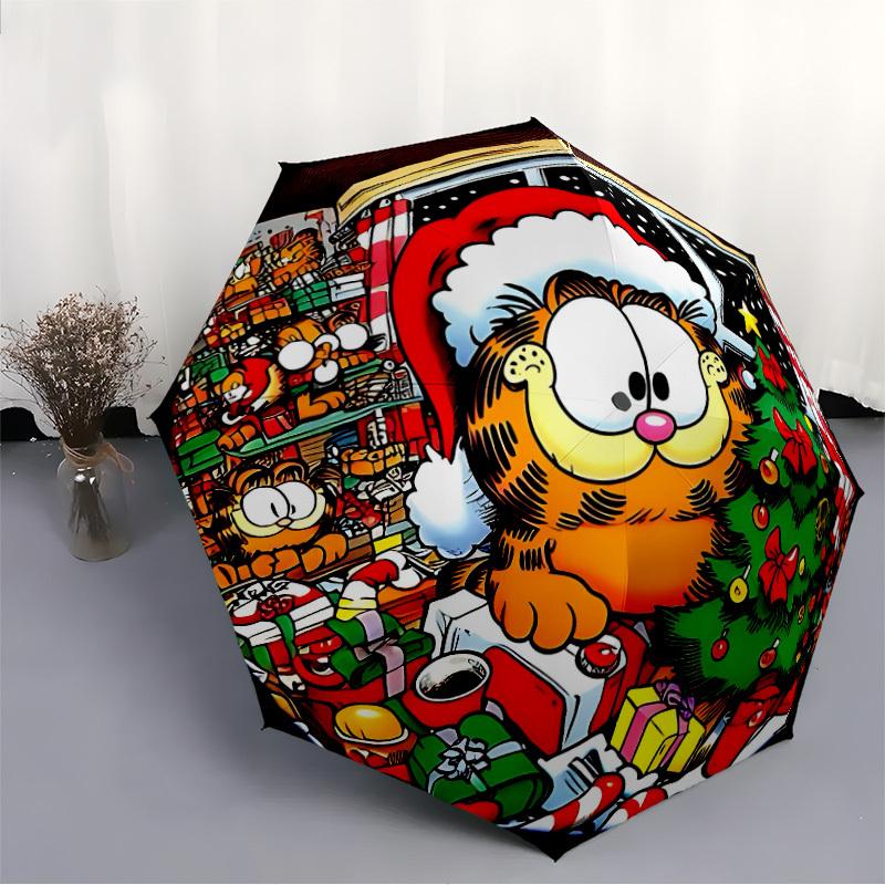 1pc Christmas Garfield Automatic Open/Close Umbrella - Compact Travel Umbrella, Perfect for Women & Men - Ideal Birthday/Christmas Gift, 179