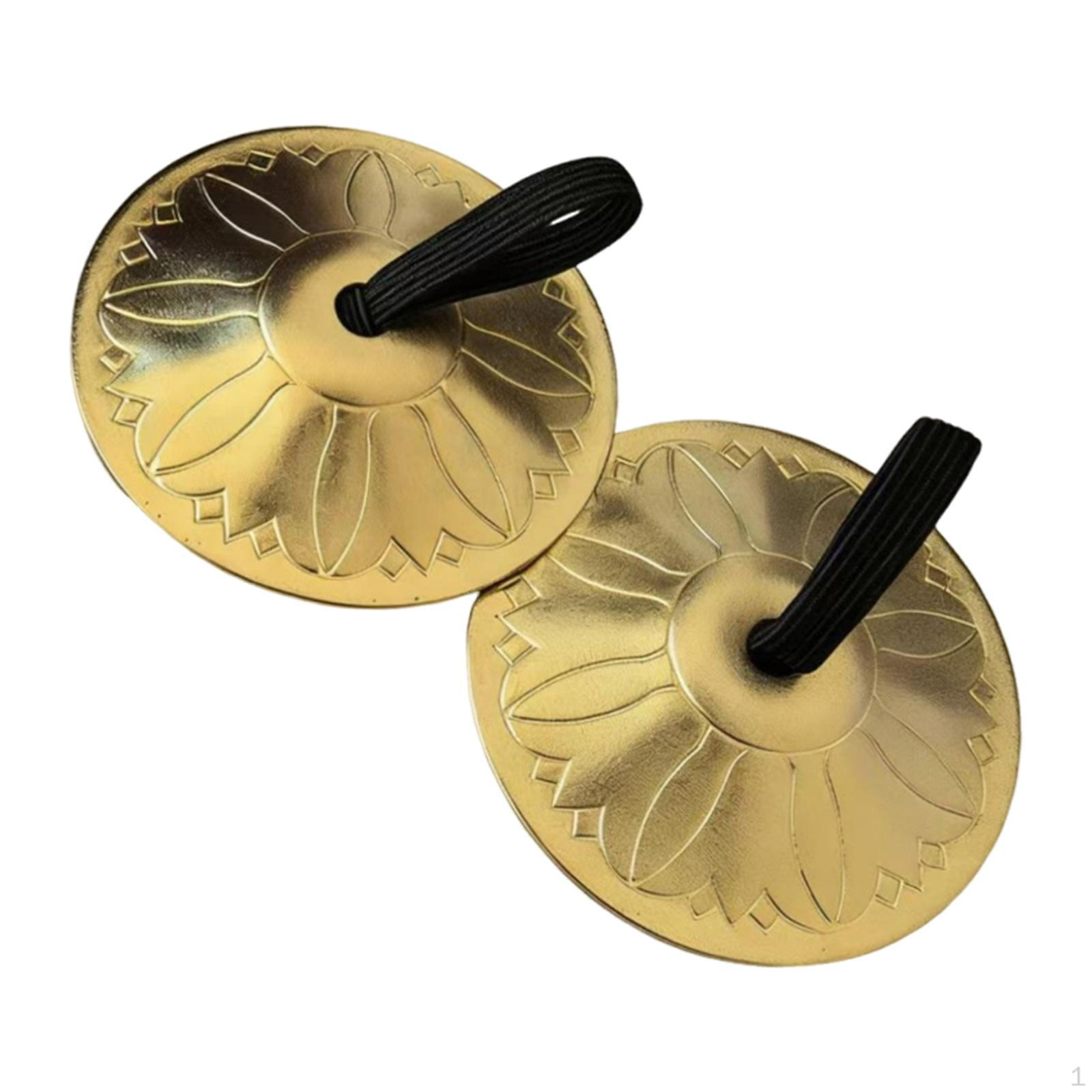 

2 Finger Cymbals, Belly Dance Percussion Instrument, Brass Bell, Musical Accessory, Metal Material, 2Pcs