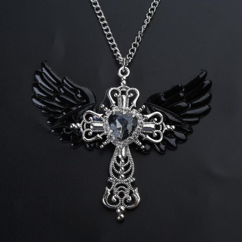 Angel Crossed Necklace Women Sweater Chain Female Hip-hop Non-fading Jewelry