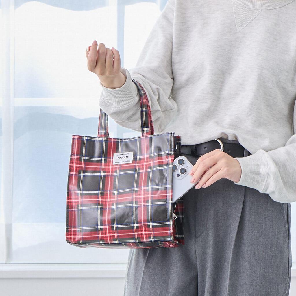 ROOTOTE Damen Kleine Laminierte Lunchtasche, EU Quadrat Laminierte-S, 3601 (360601 Grün prüfen)