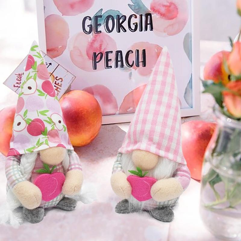 Peachs/Check Shaped Gnome Doll Lovely Holiday Decorations Festival Faceless Dwarfs Figurinees Rudolphs Ornament for Kids