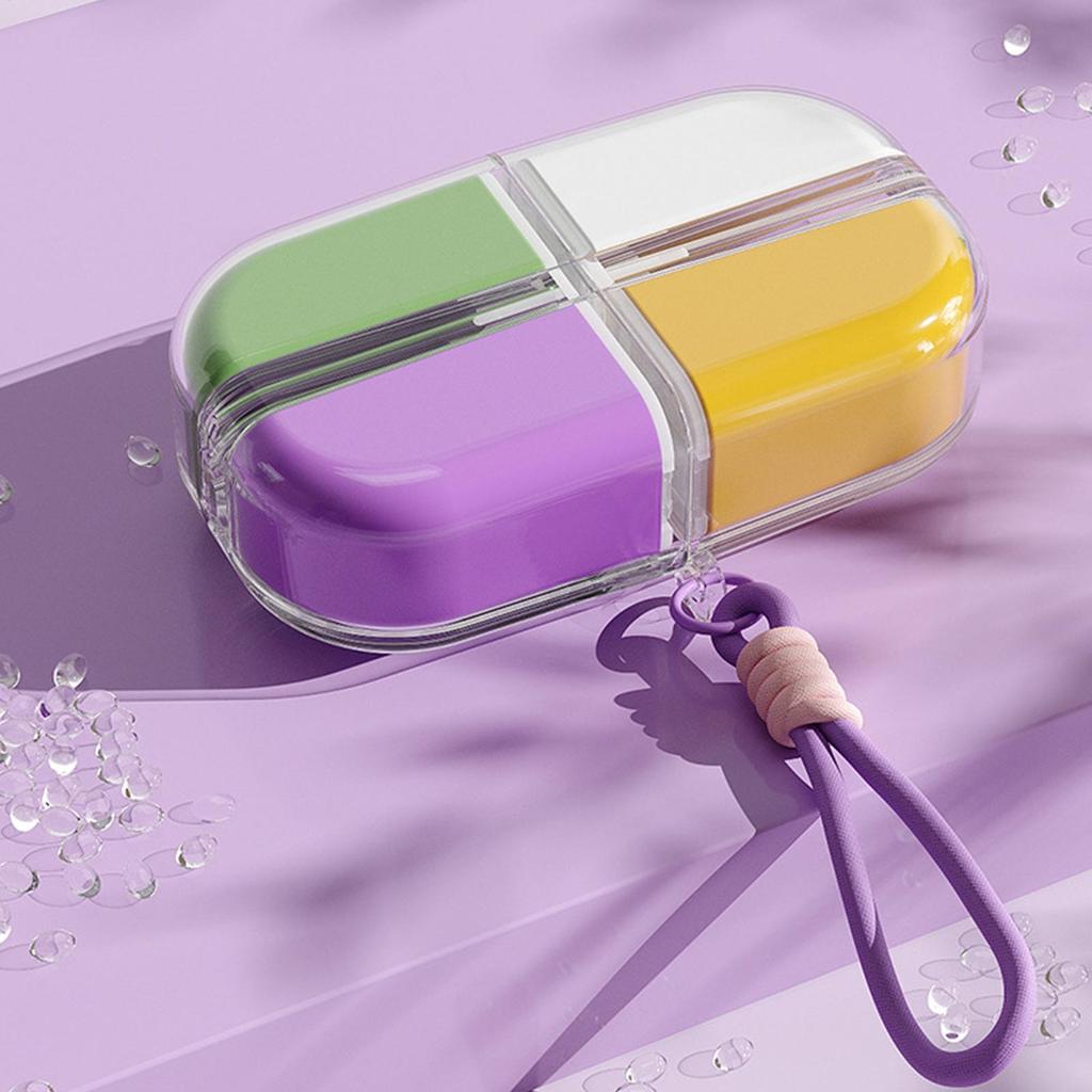 1PC Creative Magic Cube 1-Grid Medicine Storage Box Portable Sealed Moistureproof Box with Hanging Rope Travel Essential