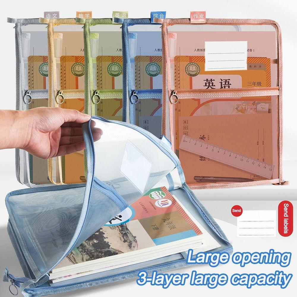 Transparente Netztasche mit Reißverschluss Große Kapazität Aufbewahrungstasche für Schreibwaren Schul- Bürobedarf