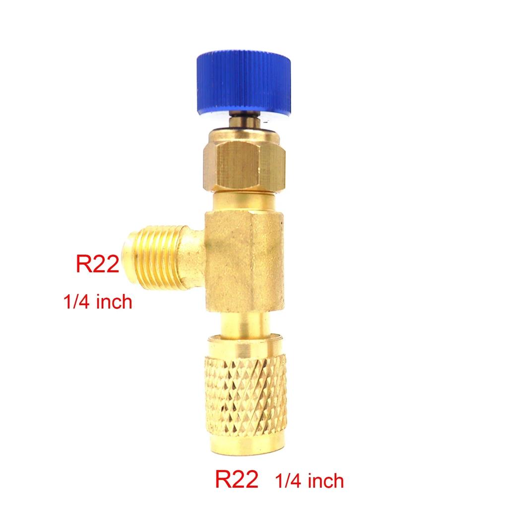 Copper R22 R410 Refrigerant Filling Valve, Freon Liquid Safety Valve for Air Conditioning, with Safety Protection Function