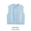Kaslead New Women Clothes Western Style Gold Button Decorative Texture Knitted Vest Style Top 6771061