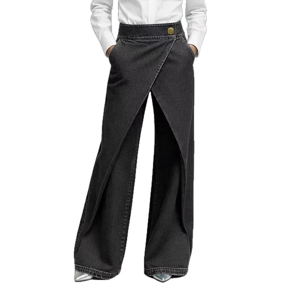 Women’s High Waisted Baggy Jeans Stretchy Wide Leg Tummy Control Straight Leg Denim Pants Trendy Jeans for Women Casual Baggy Denim Pants With Pockets