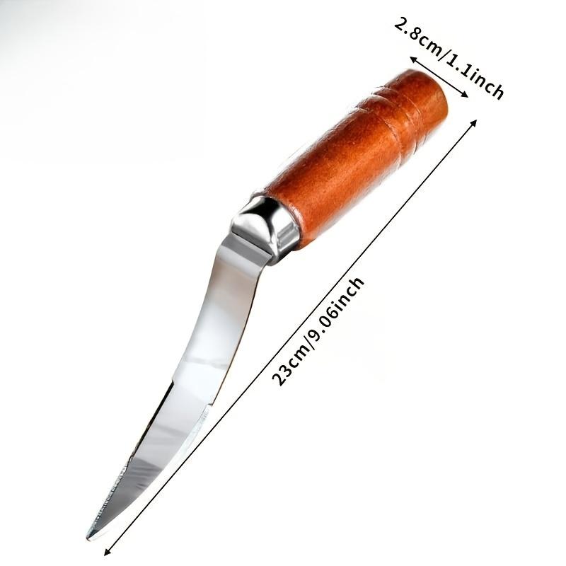 

1pc coconut meat stripper, stainless steel, wooden handle, efficient and convenient coconut meat stripping tool срібний