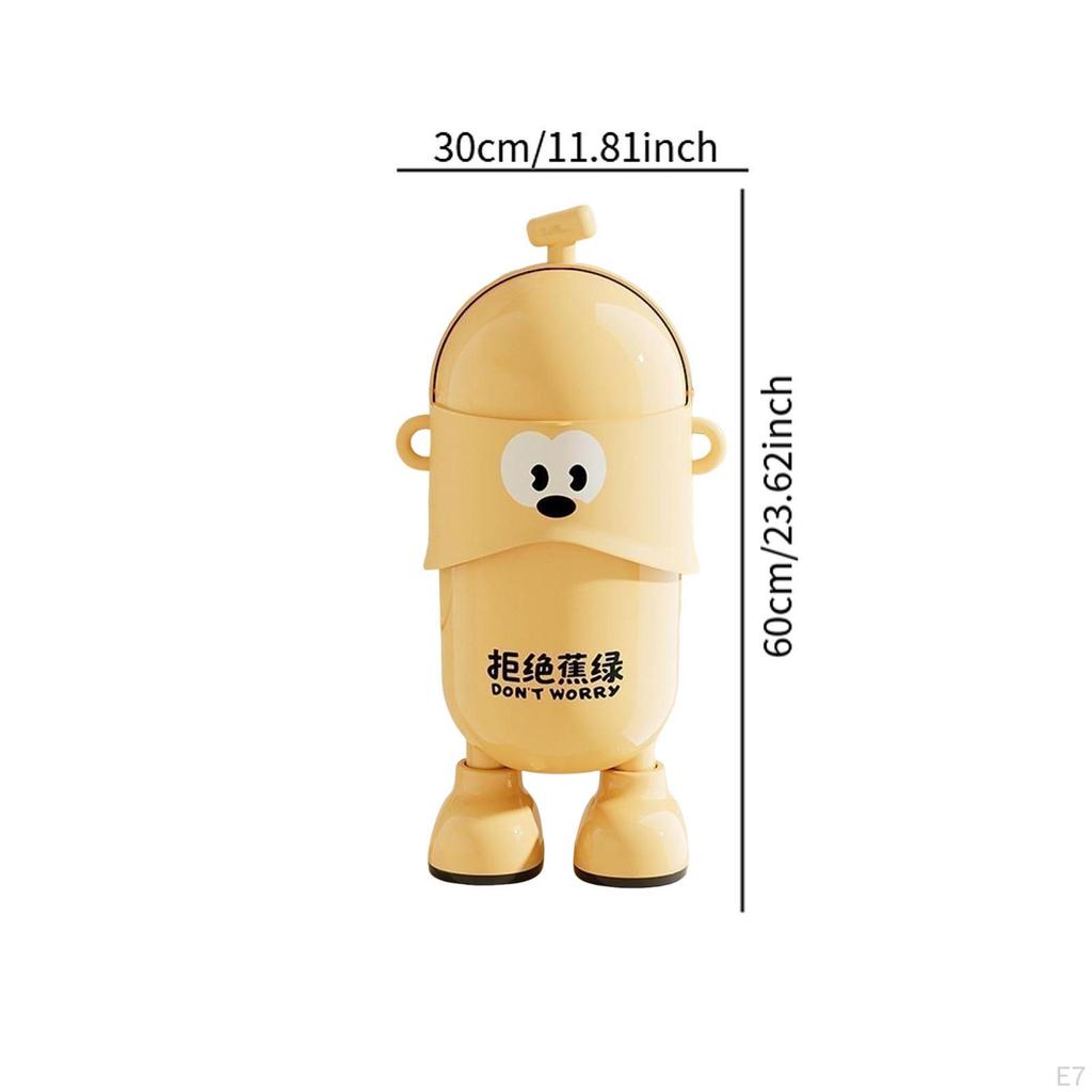 Trash Can Garbage Container Cute Waste Bin Standing Wastebasket with Flip Lid for Kitchen Study Room