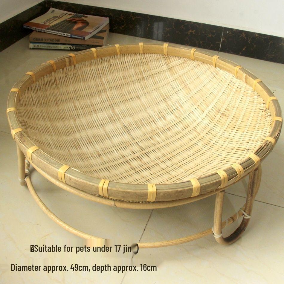 Cat Bed Bamboo Nest - All-Season, Cool Rattan Weave, Double Layer, Red Villa Design, Universal Fit