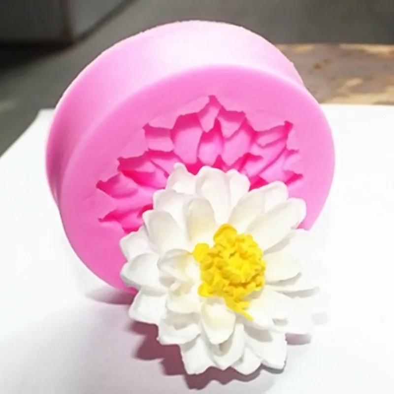New 3D Lotus Flower Fondant Cake Chocolate Water Lily Sugar Craft Mold Cutter Silicone Tools DIY