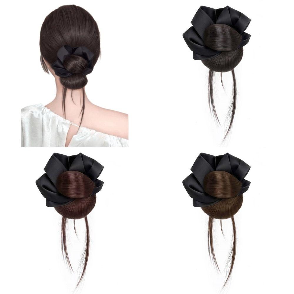 Scrunchie Flower Bun Head Wig Claw Clip Ball Head Wig Korean Style False Hair Pieces  Daily Use