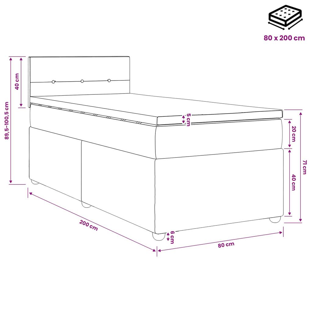 Box Spring Bed with Mattress and Headboard Taupe 80 X 200 Cm Fabric